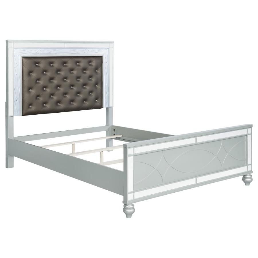 (image for) Gunnison Wood Eastern King LED Panel Bed Silver Metallic - Click Image to Close