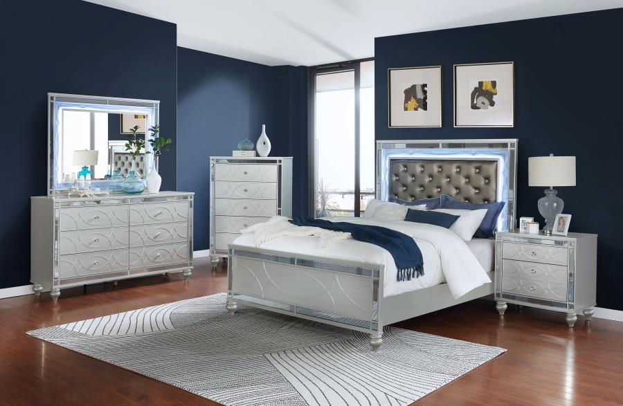 Modal Additional Images for Gunnison Wood Eastern King LED Panel Bed Silver Metallic