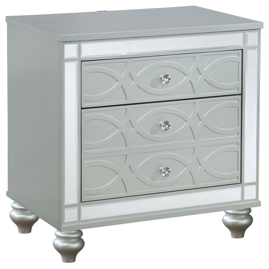 (image for) Gunnison 2-drawer Nightstand Silver Metallic - Click Image to Close