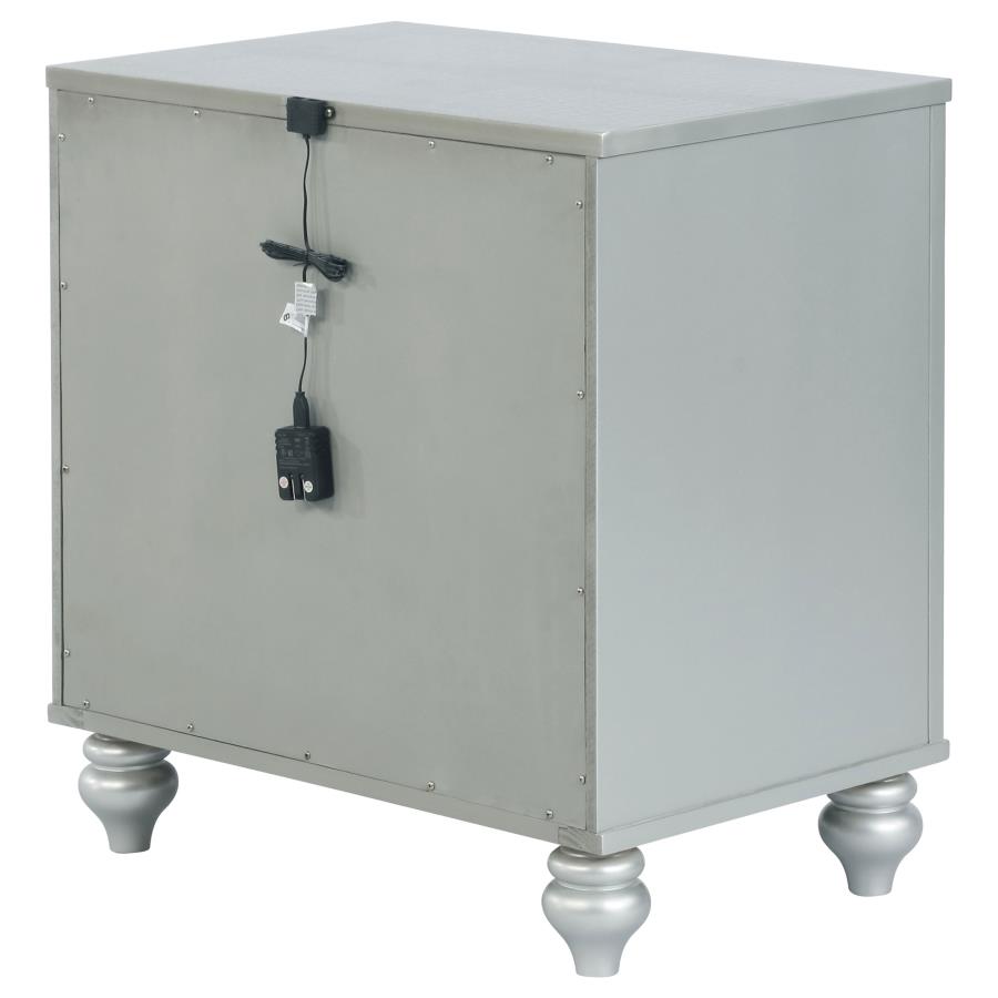 (image for) Gunnison 2-drawer Nightstand Silver Metallic