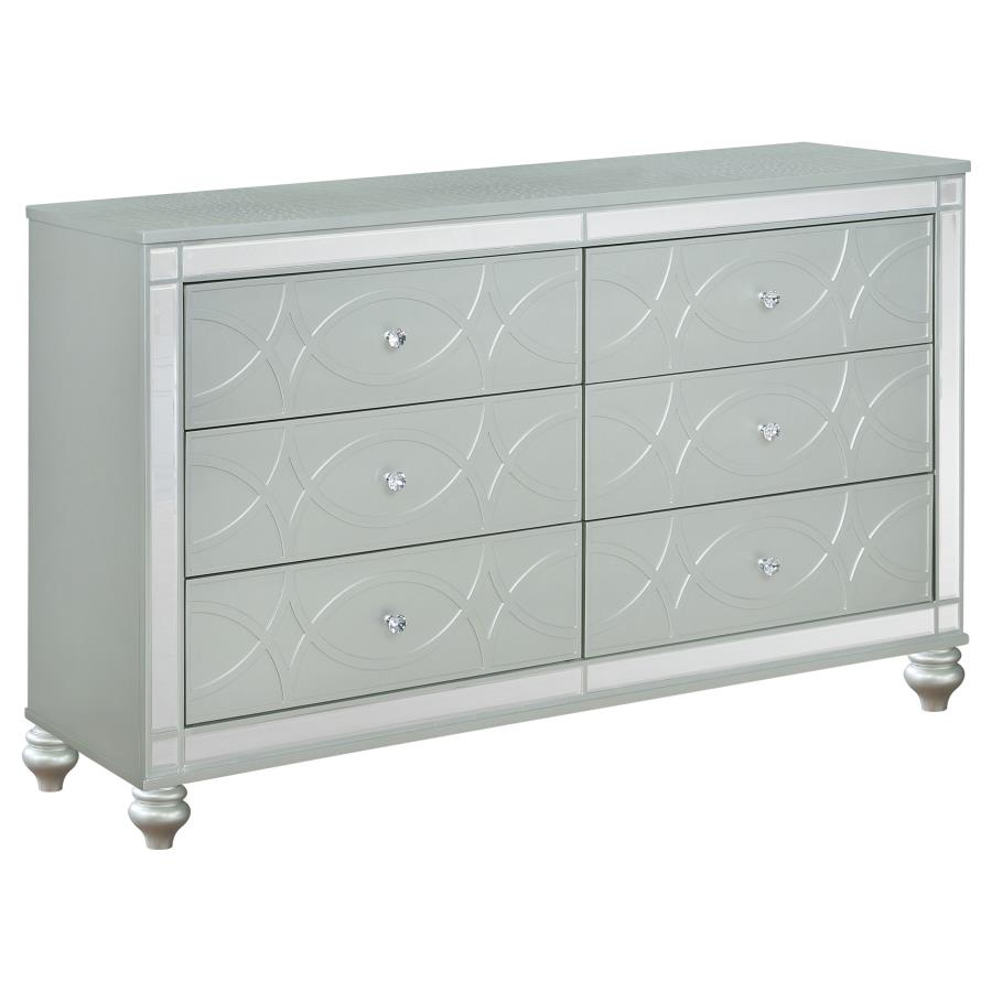 (image for) Gunnison 6-drawer Dresser Silver Metallic