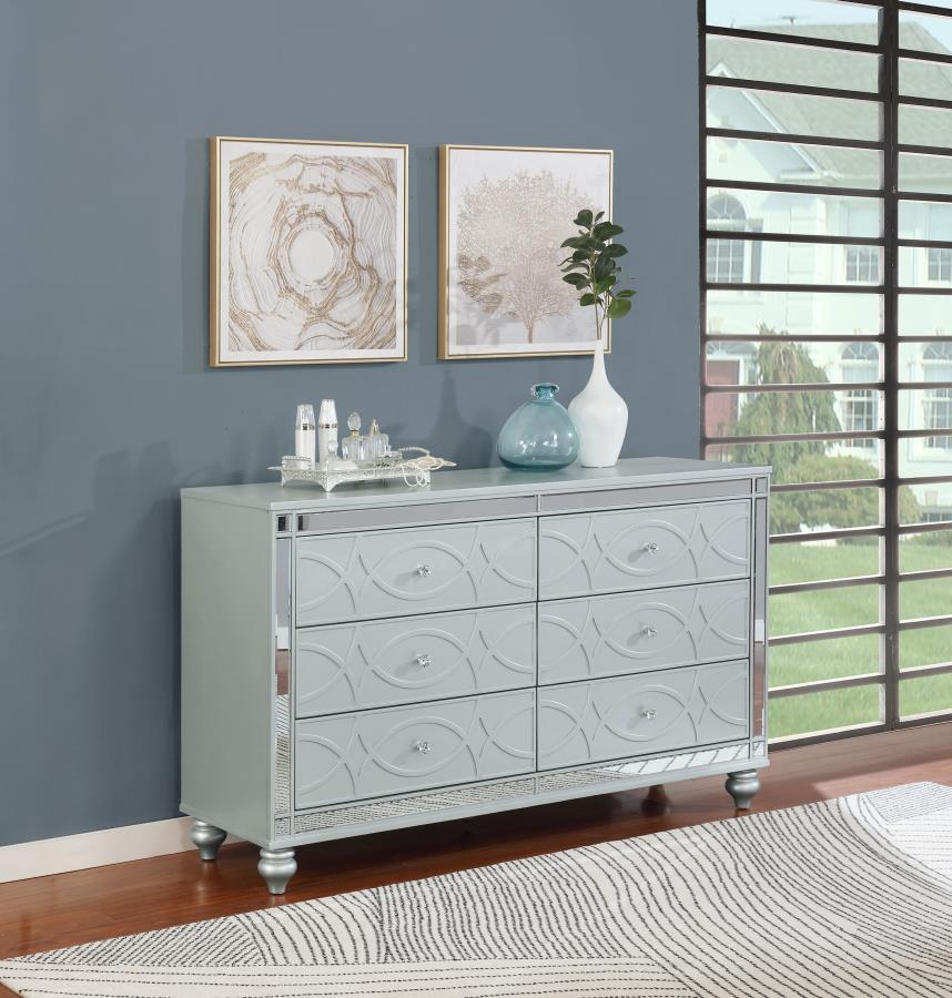 (image for) Gunnison 6-drawer Dresser Silver Metallic