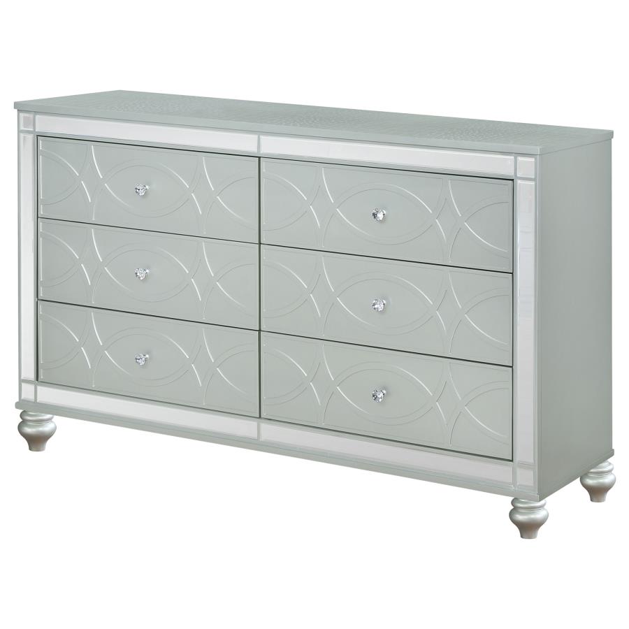 (image for) Gunnison 6-drawer Dresser Silver Metallic