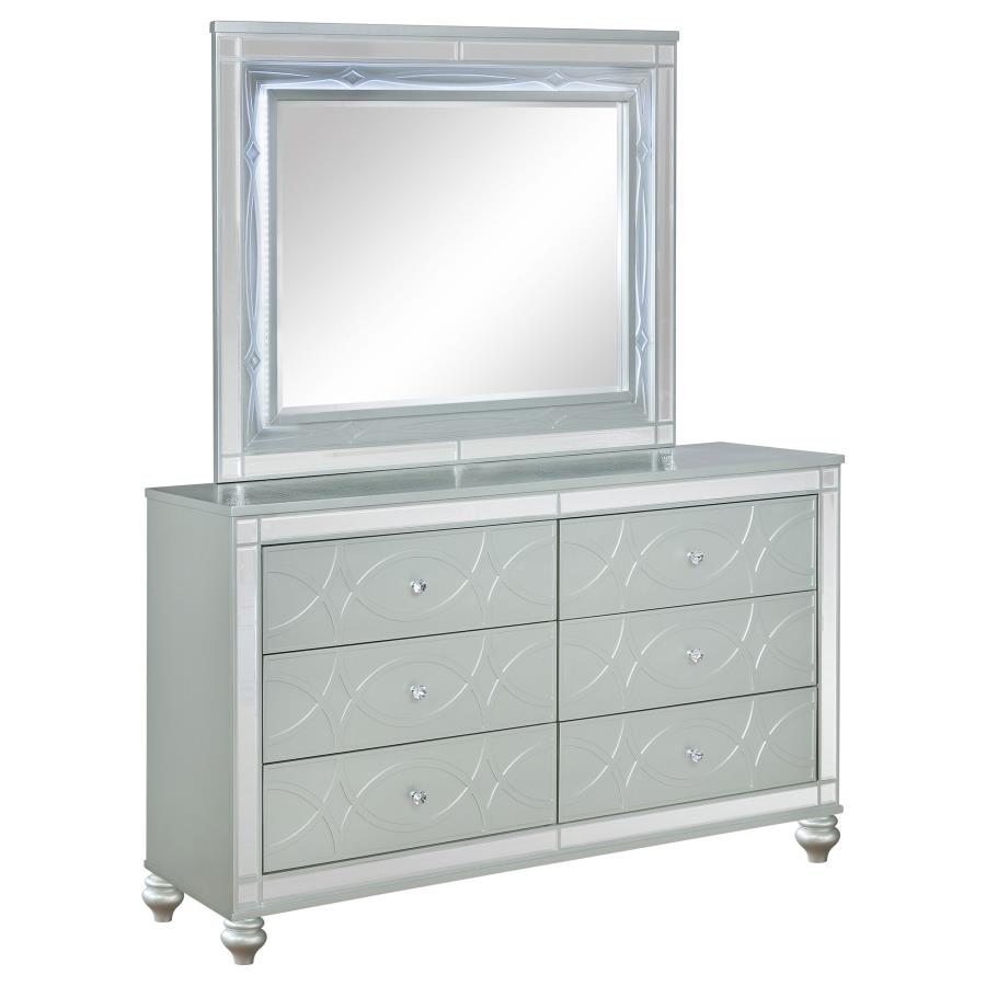 (image for) Gunnison 6-drawer Dresser with Mirror Silver Metallic - Click Image to Close