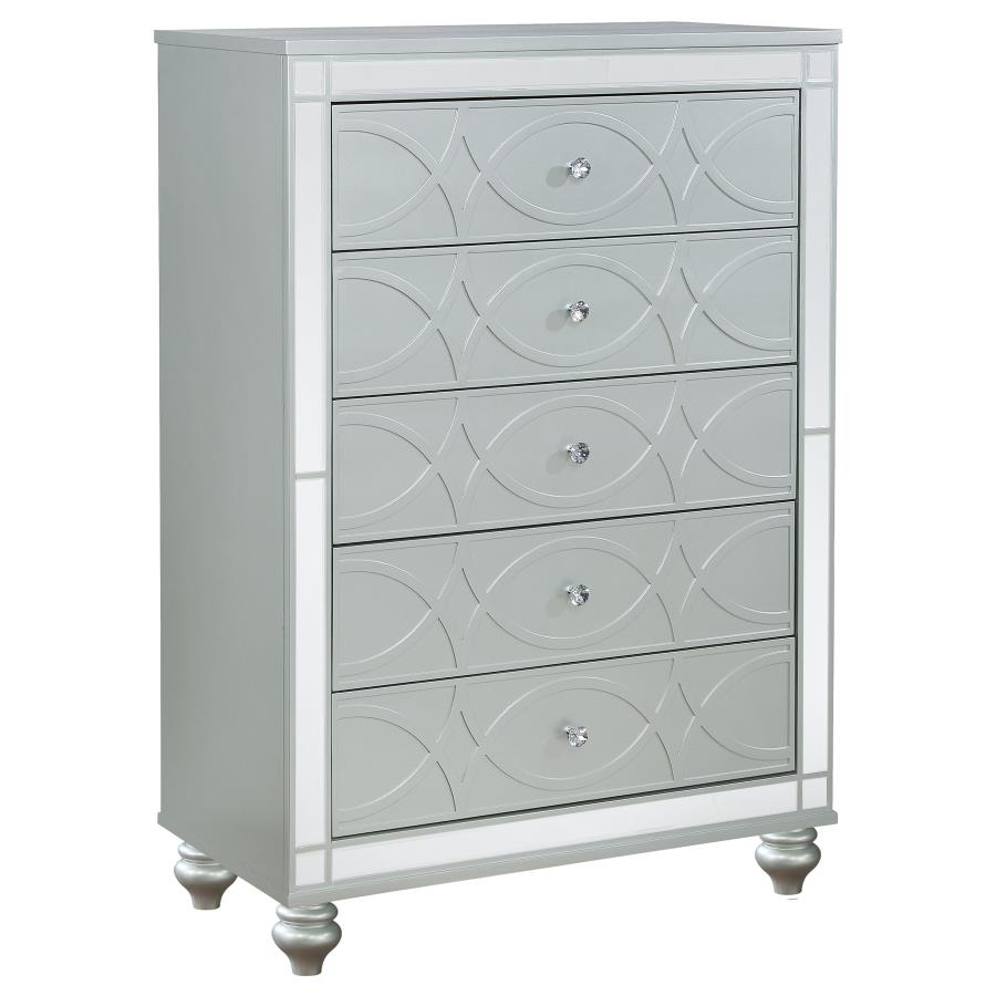 (image for) Gunnison 5-drawer Bedroom Chest Silver Metallic - Click Image to Close