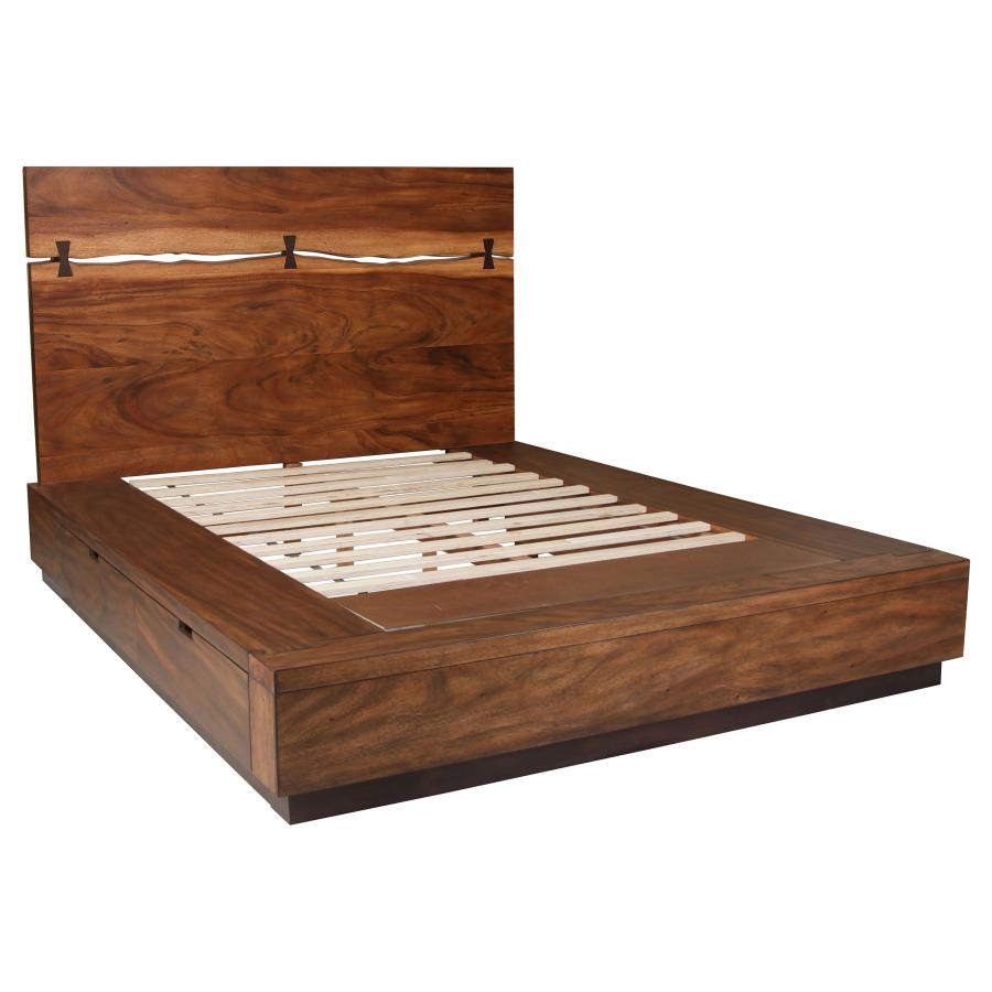 (image for) Winslow Wood Eastern King Storage Panel Bed Smokey Walnut