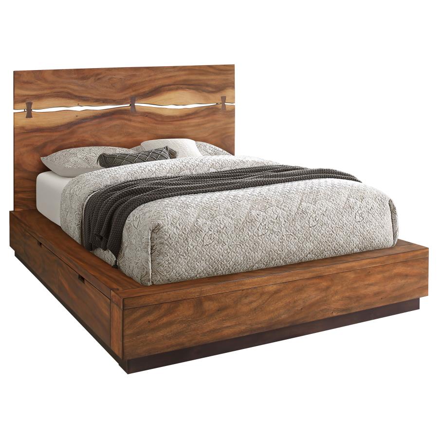 (image for) Winslow Wood Eastern King Storage Panel Bed Smokey Walnut