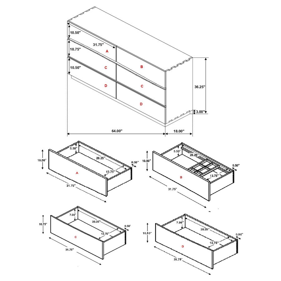 (image for) Winslow 6-drawer Dresser Smokey Walnut