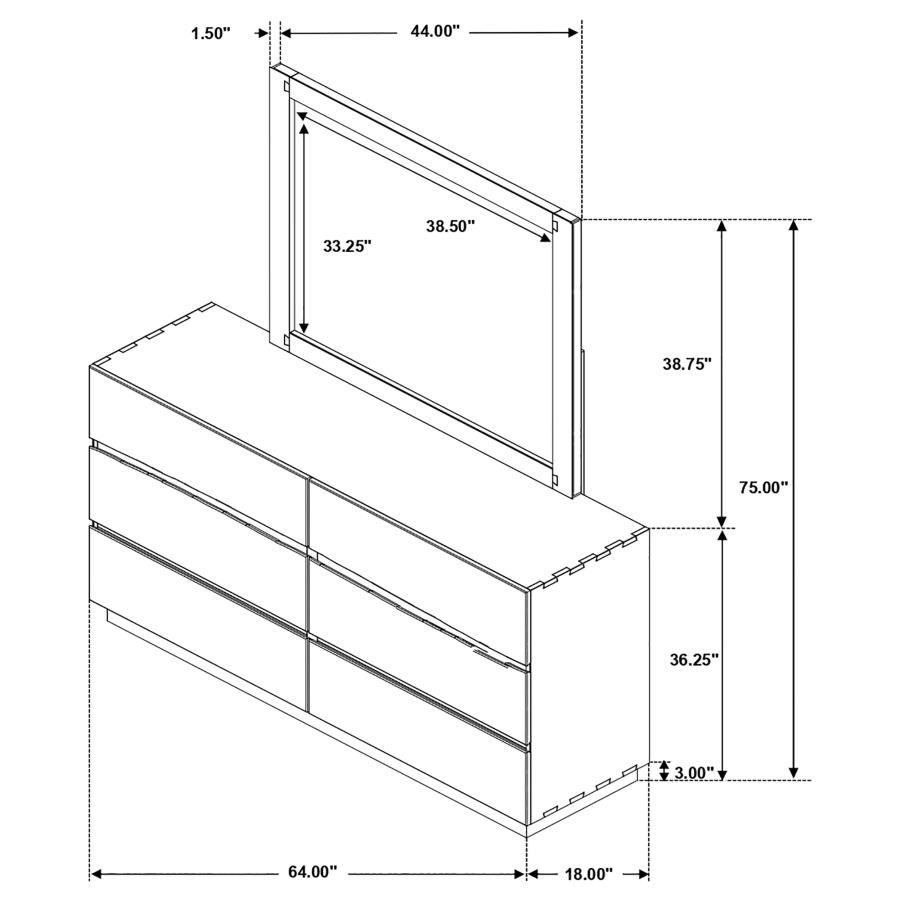 (image for) Winslow 6-drawer Dresser with Mirror Smokey Walnut