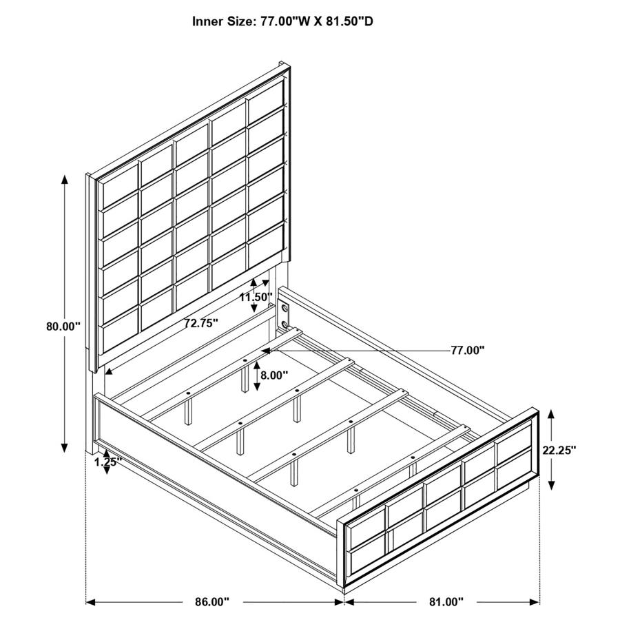 (image for) Durango 77-inch Eastern King Panel Bed Smoked Peppercorn