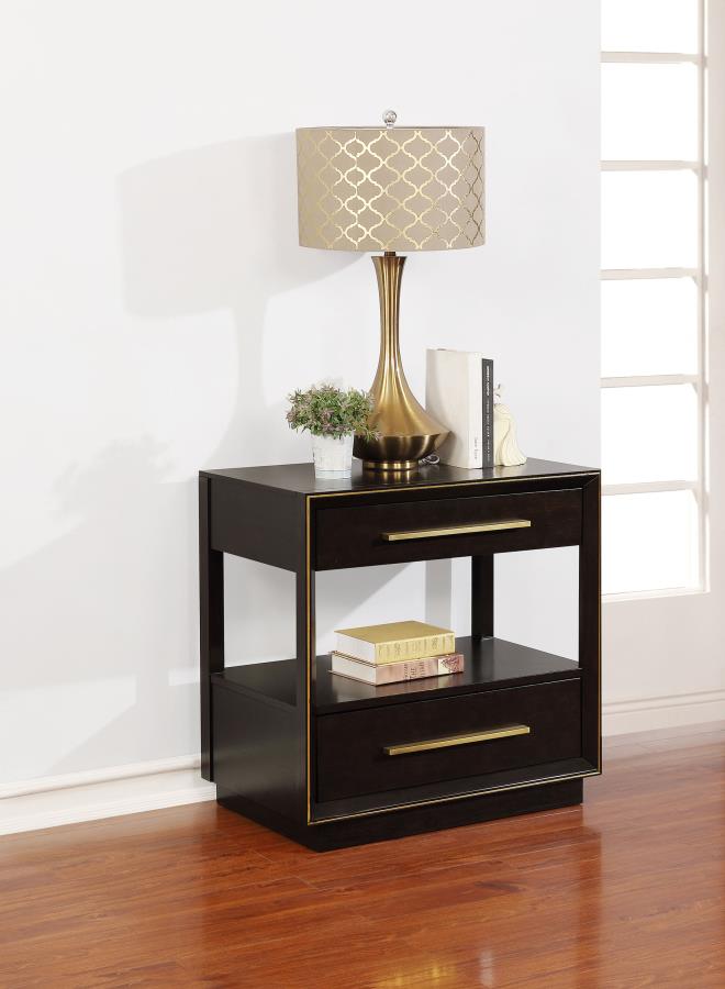 (image for) Durango 2-drawer Nightstand Smoked Peppercorn