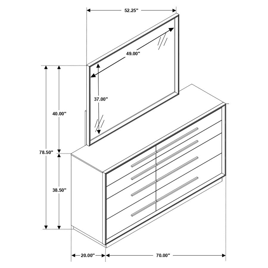 (image for) Durango 8-drawer Dresser with Mirror Smoked Peppercorn