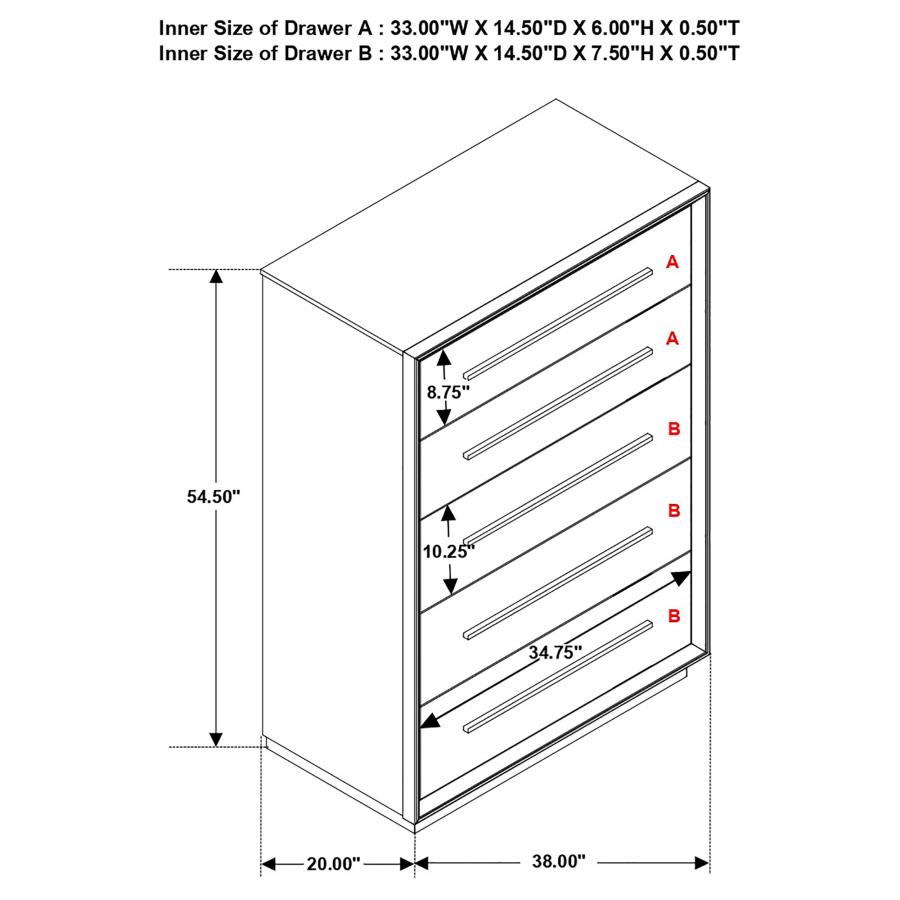 (image for) Durango 5-drawer Bedroom Chest Smoked Peppercorn