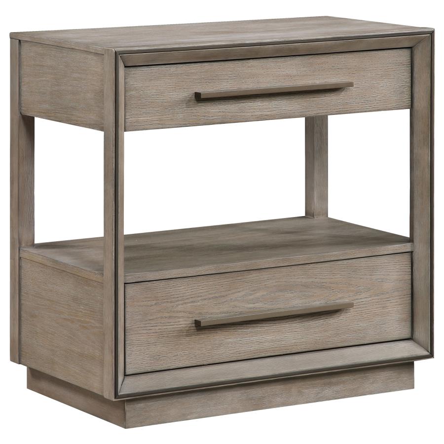 (image for) Durango 2-drawer Nightstand Bedside Table Washed Oak