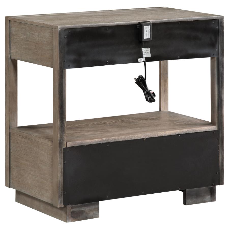 (image for) Durango 2-drawer Nightstand Bedside Table Washed Oak