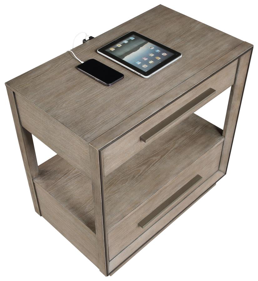 (image for) Durango 2-drawer Nightstand Bedside Table Washed Oak