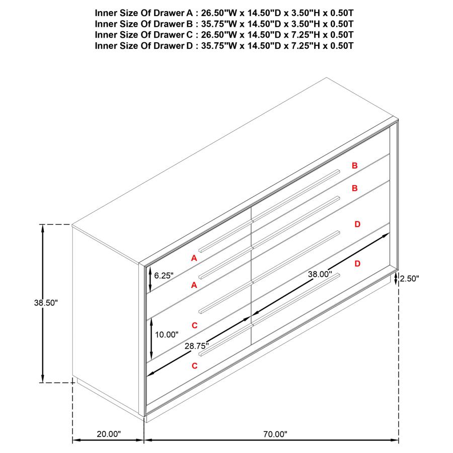 (image for) Durango 8-drawer Dresser Washed Oak