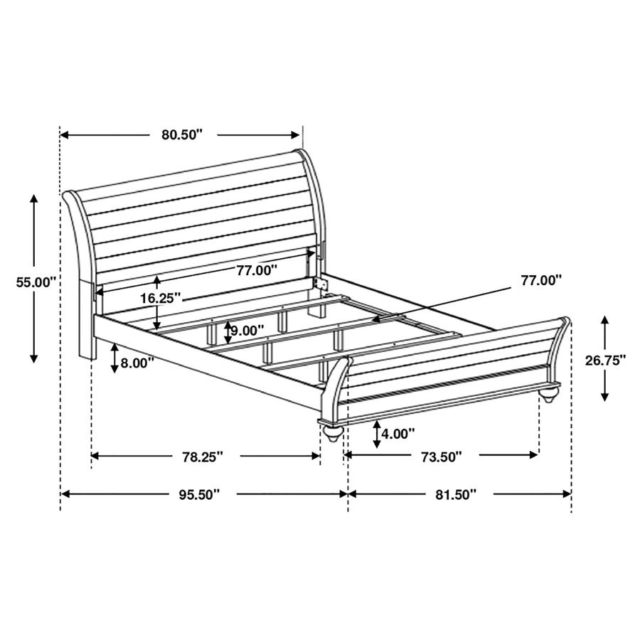 (image for) Stillwood Wood Eastern King Sleigh Bed Vintage Linen