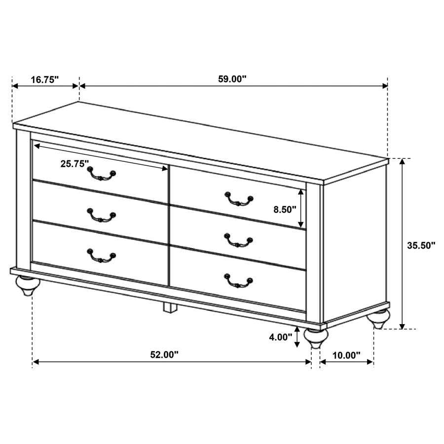 (image for) Stillwood 6-drawer Dresser Vintage Linen