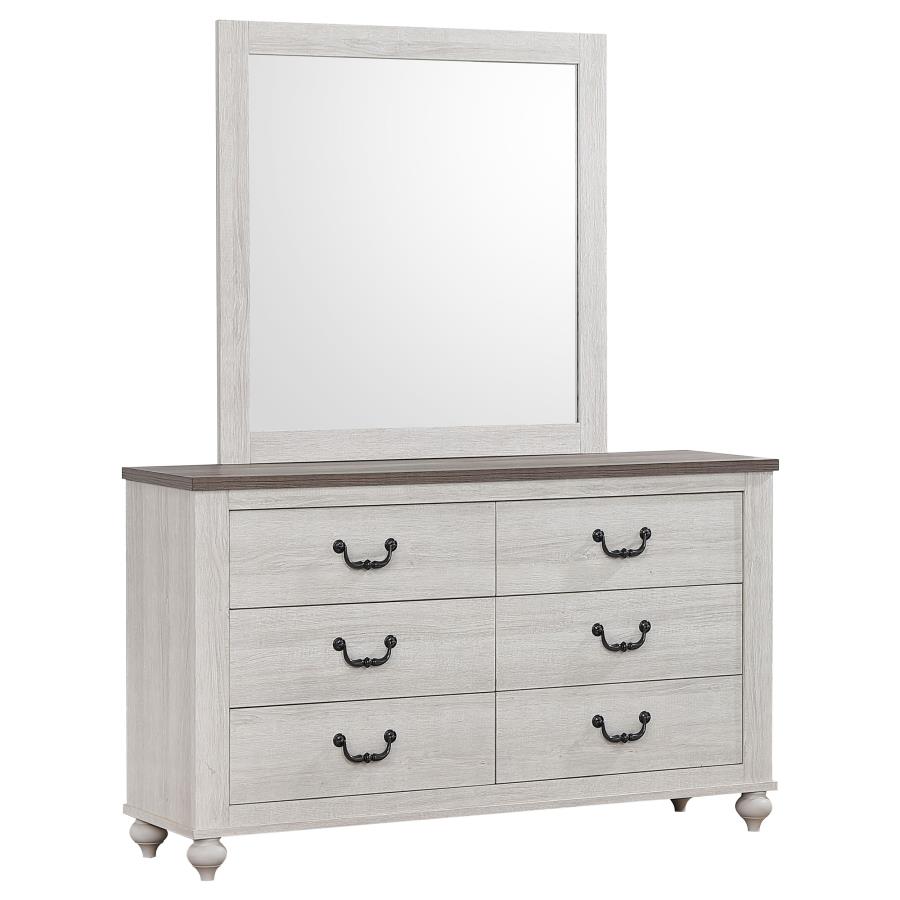 (image for) Stillwood 6-drawer Dresser with Mirror Vintage Linen - Click Image to Close