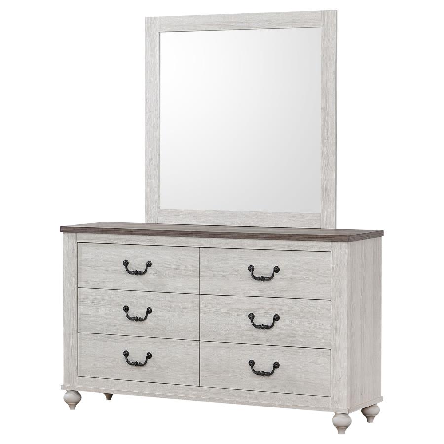 (image for) Stillwood 6-drawer Dresser with Mirror Vintage Linen