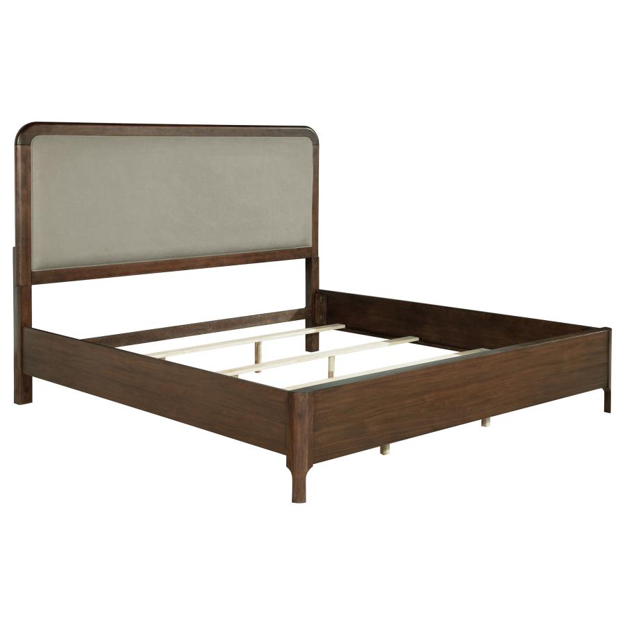 (image for) Maderia 57-inch Upholstered Eastern King Panel Bed Walnut - Click Image to Close