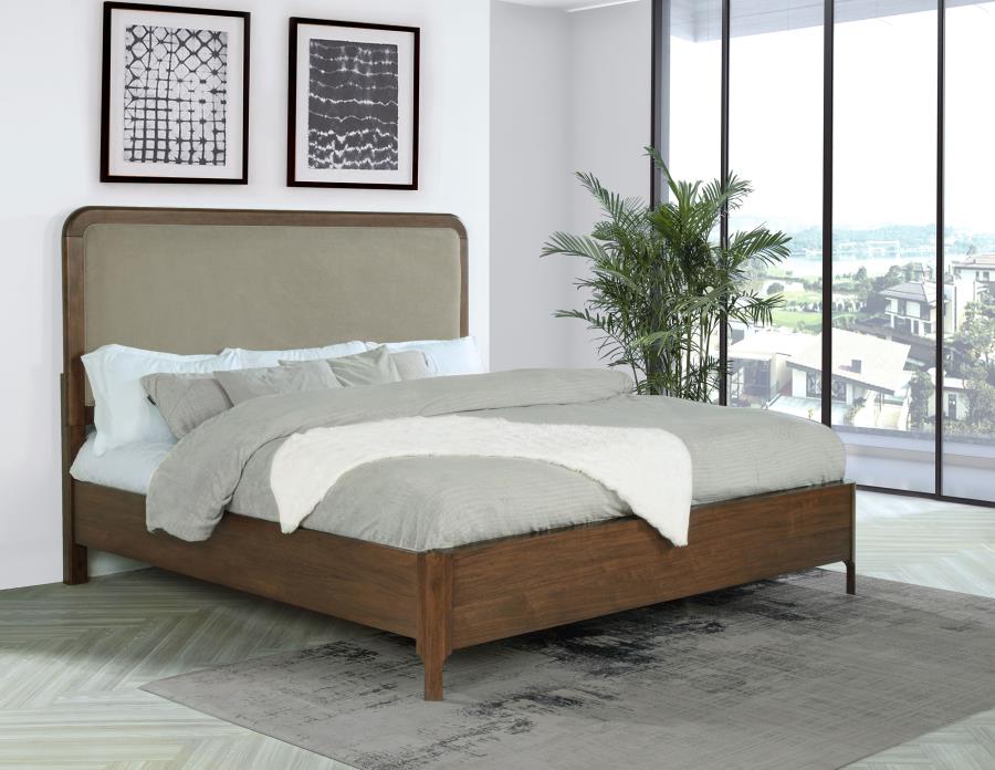 (image for) Maderia 57-inch Upholstered Eastern King Panel Bed Walnut