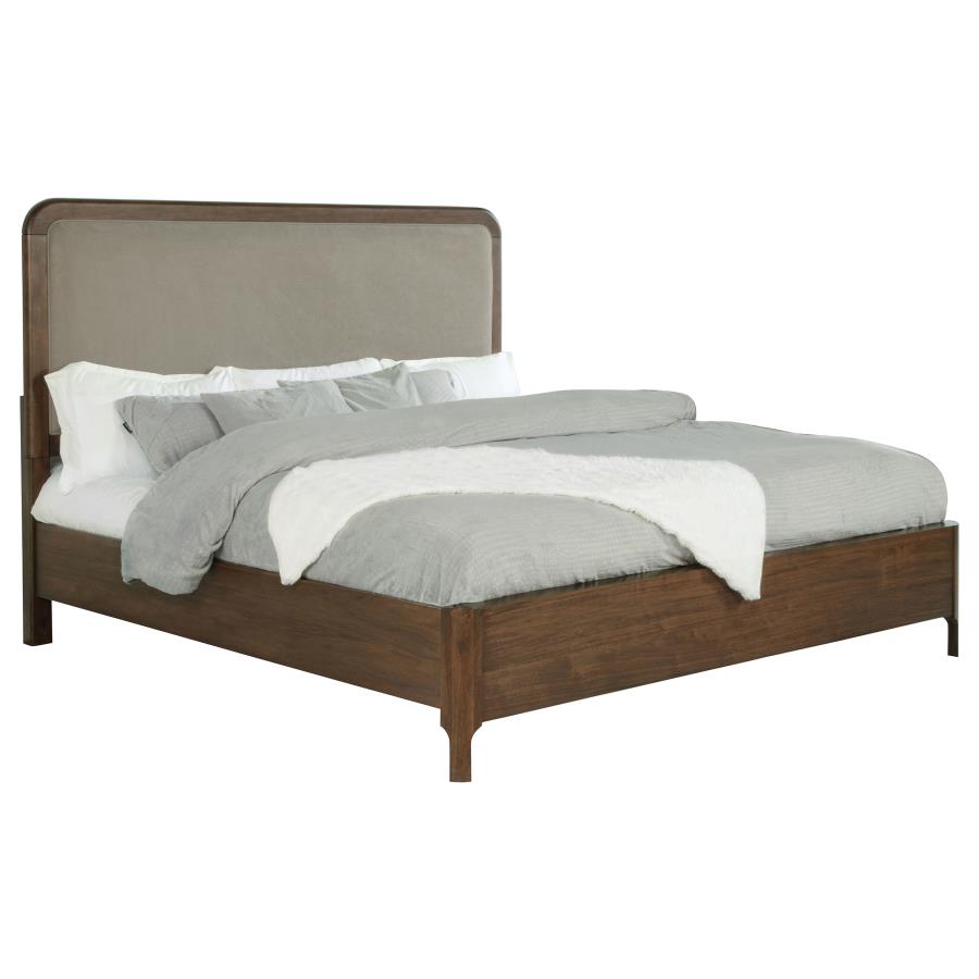 (image for) Maderia 57-inch Upholstered Eastern King Panel Bed Walnut