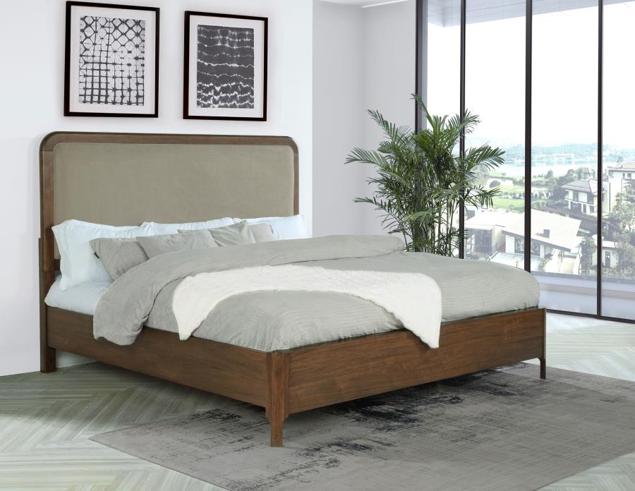 (image for) Maderia 57-inch Upholstered Queen Panel Bed Walnut