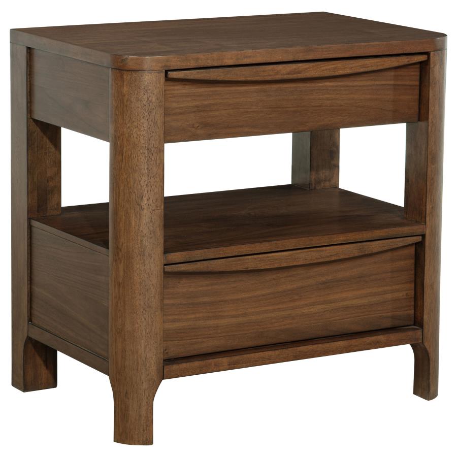 (image for) Maderia 2-drawer Nightstand Bedside Table Walnut - Click Image to Close