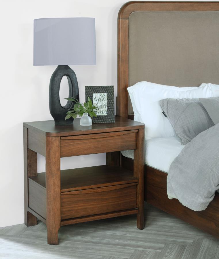 (image for) Maderia 2-drawer Nightstand Bedside Table Walnut