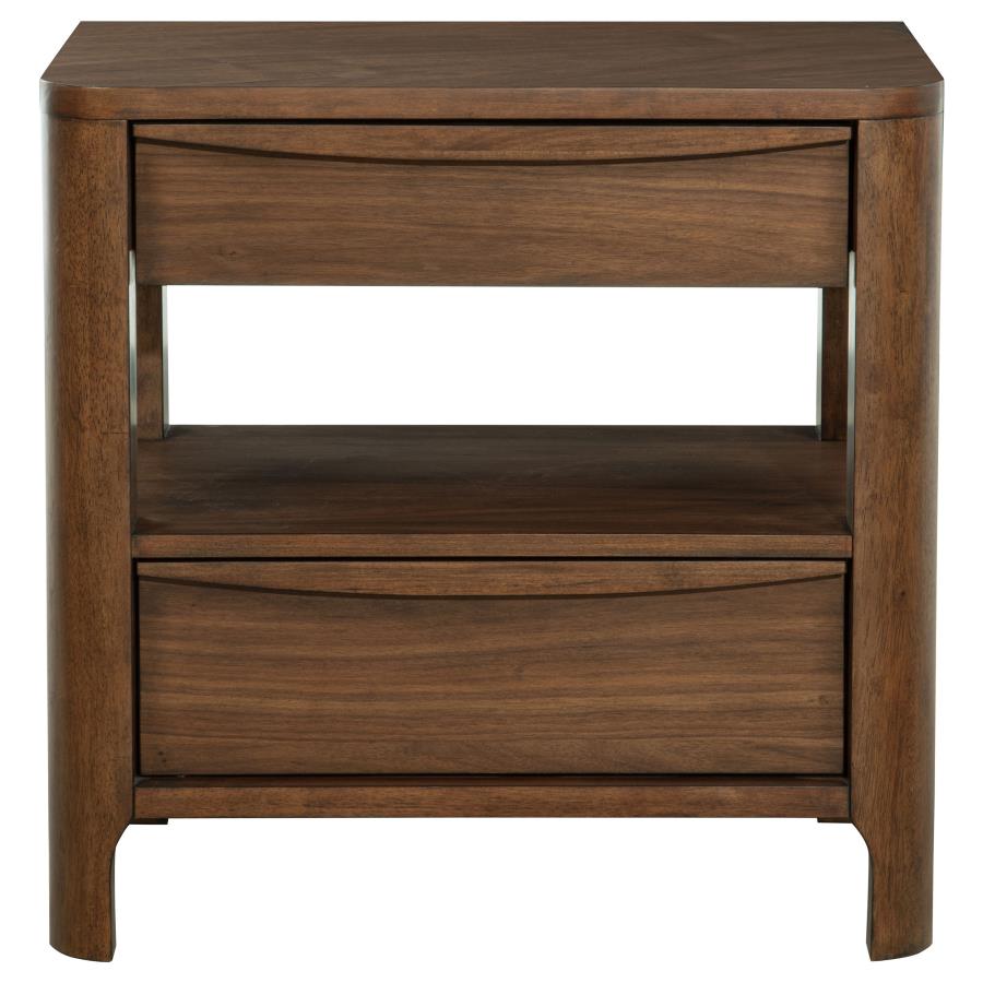 (image for) Maderia 2-drawer Nightstand Bedside Table Walnut