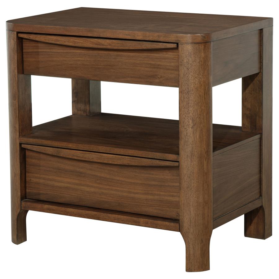 (image for) Maderia 2-drawer Nightstand Bedside Table Walnut