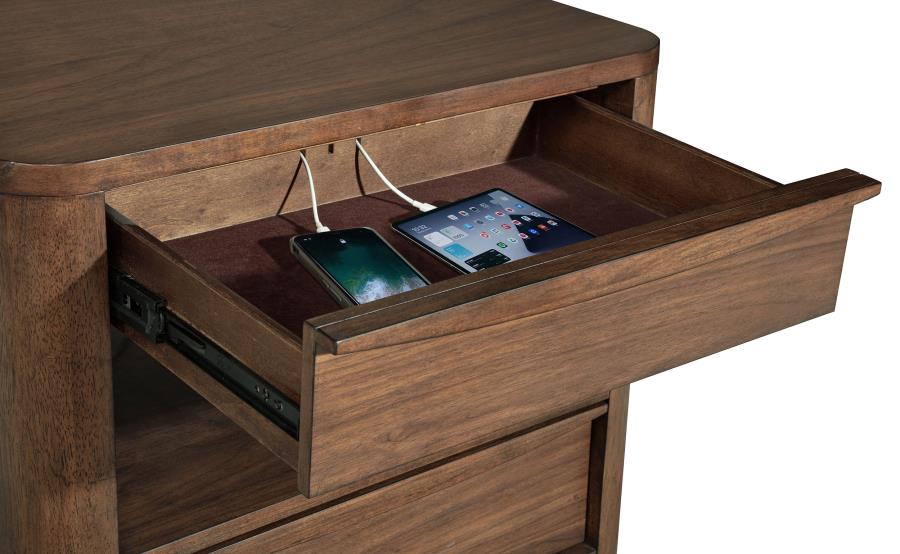 (image for) Maderia 2-drawer Nightstand Bedside Table Walnut