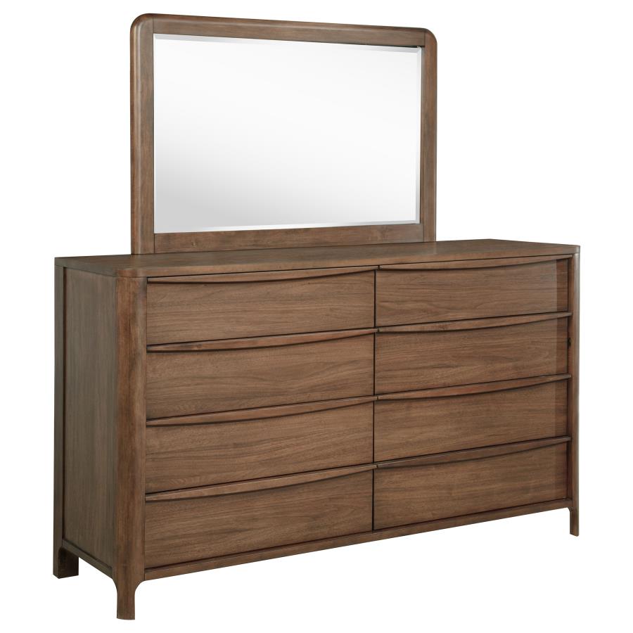 (image for) Maderia 8-drawer Dresser and Mirror Walnut - Click Image to Close