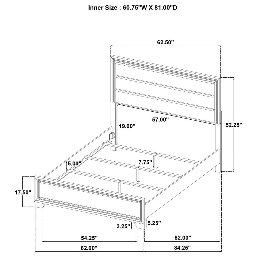 Wright 52-inch Upholstered Queen Bed Brown Oak