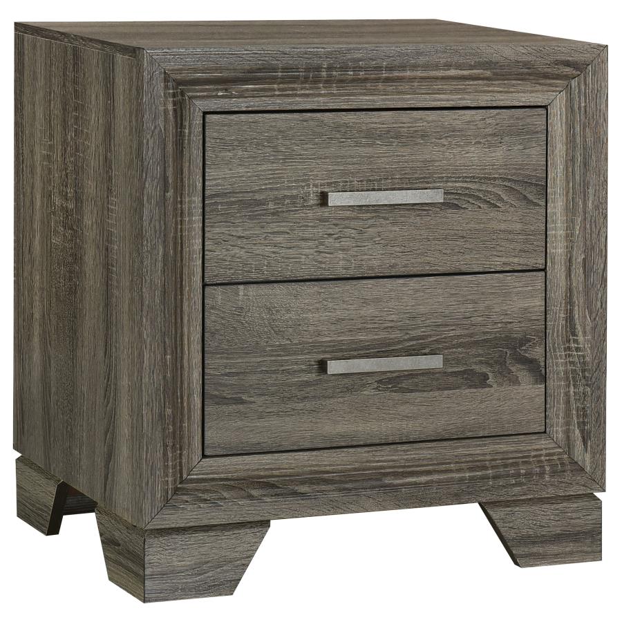 (image for) Wright 2-drawer Nightstand Bedside Table Brown Oak - Click Image to Close