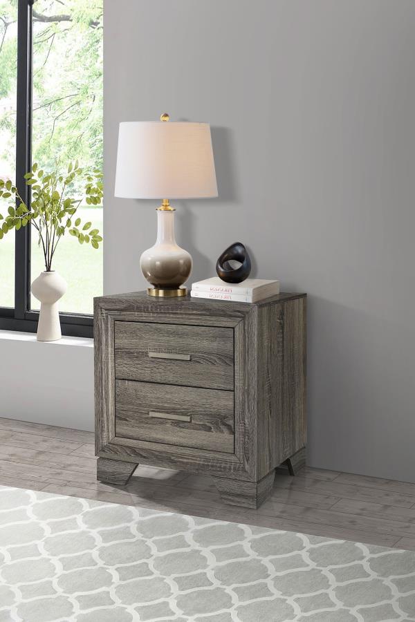 (image for) Wright 2-drawer Nightstand Bedside Table Brown Oak