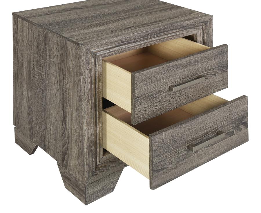 (image for) Wright 2-drawer Nightstand Bedside Table Brown Oak