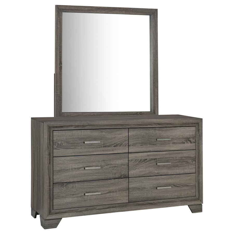 (image for) Wright 6-drawer Dresser and Mirror Brown Oak - Click Image to Close