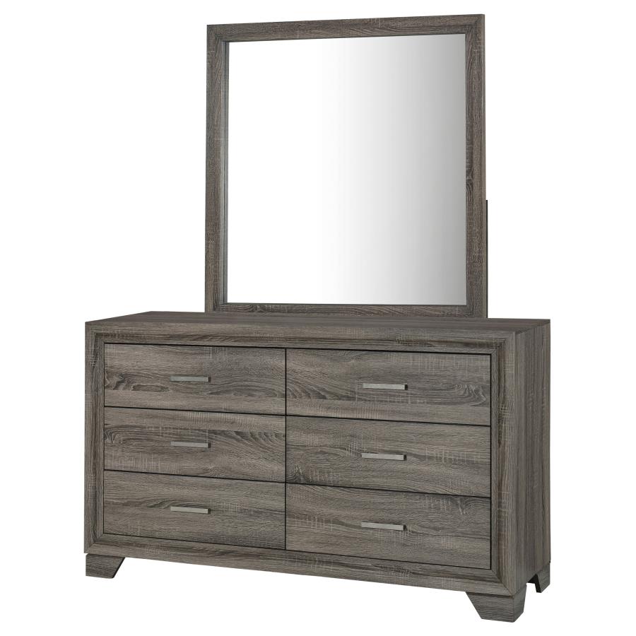 (image for) Wright 6-drawer Dresser and Mirror Brown Oak