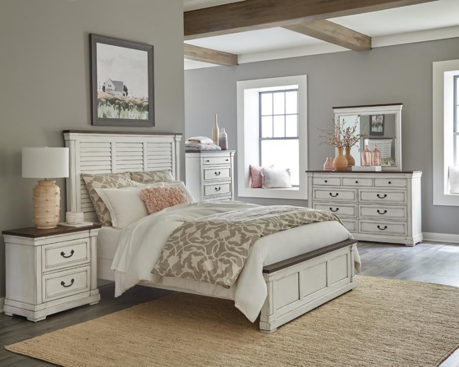 (image for) Hillcrest 4-piece Eastern King Bedroom Set Distressed White - Click Image to Close