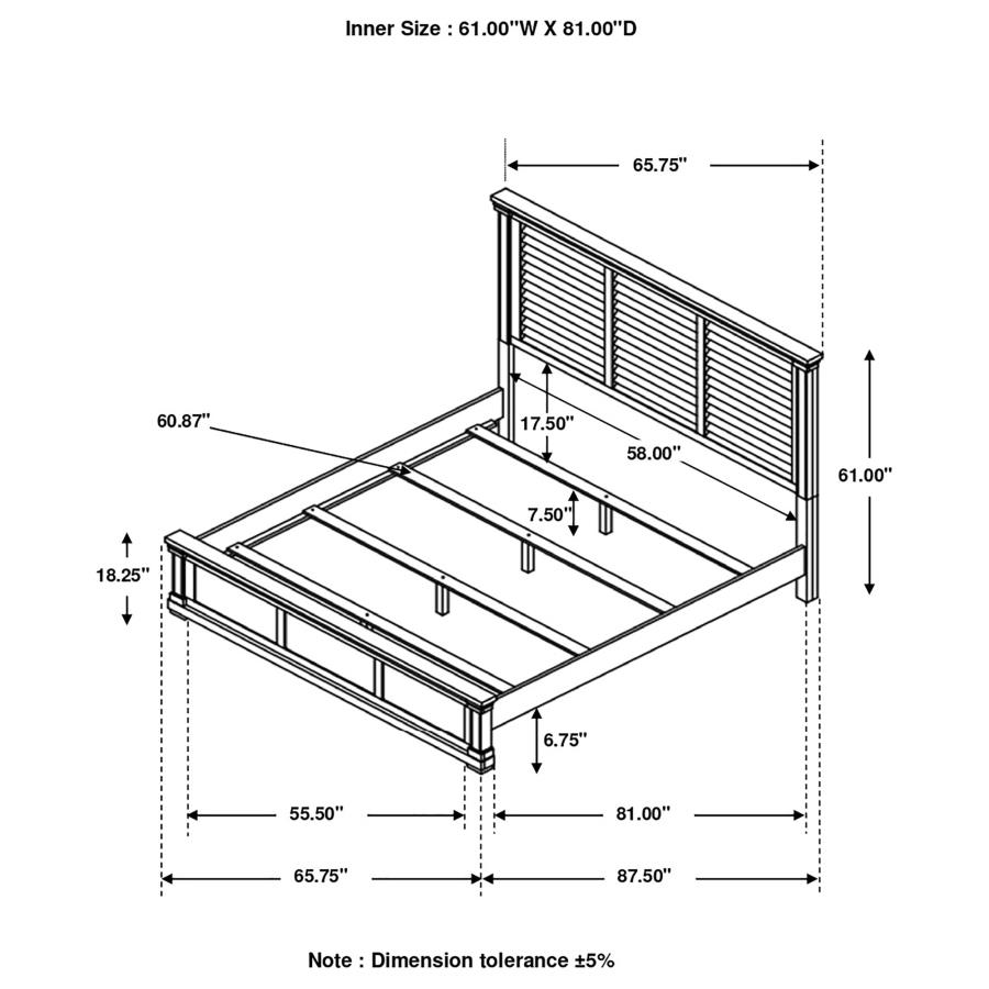 (image for) Hillcrest Wood Queen Panel Bed Distressed White