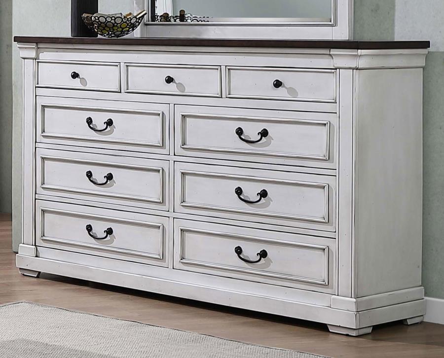 (image for) Hillcrest 9-drawer Dresser Distressed White