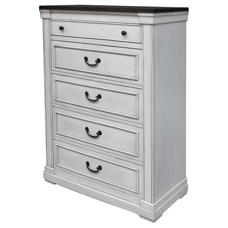 (image for) Hillcrest 5-drawer Bedroom Chest Distressed White - Click Image to Close