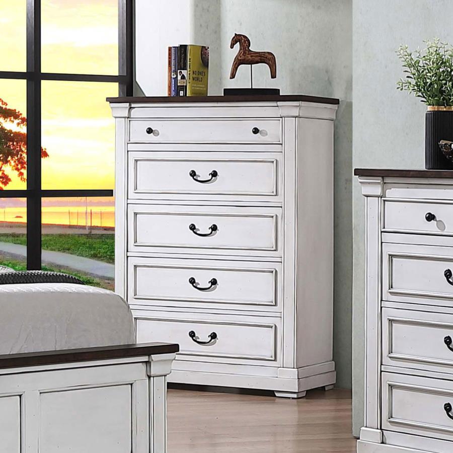 (image for) Hillcrest 5-drawer Bedroom Chest Distressed White