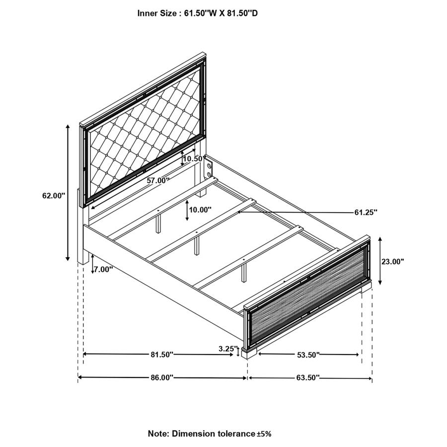 (image for) Cappola Wood Queen Panel Bed Black