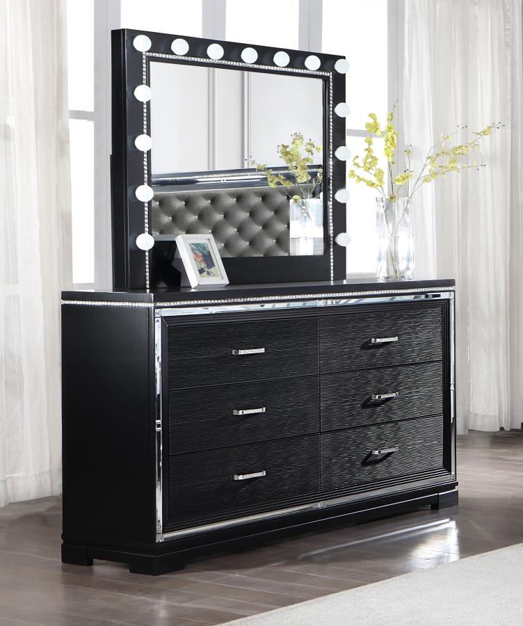 (image for) Cappola 6-drawer Dresser with Mirror Black