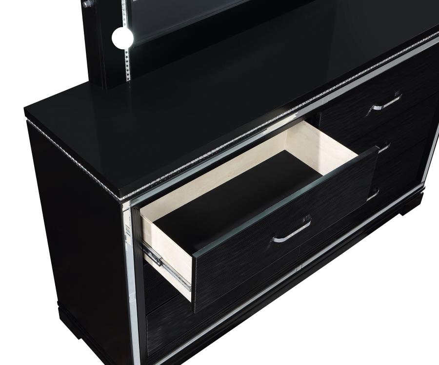 (image for) Cappola 6-drawer Dresser with Mirror Black