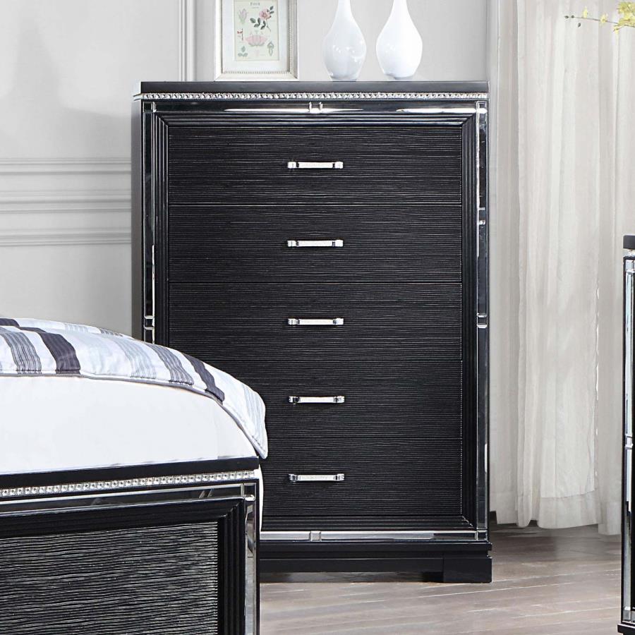 (image for) Cappola 5-drawer Bedroom Chest Black